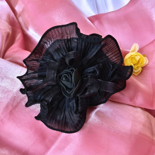 Blooming Crush scrunchies with Spongy flower - Black.