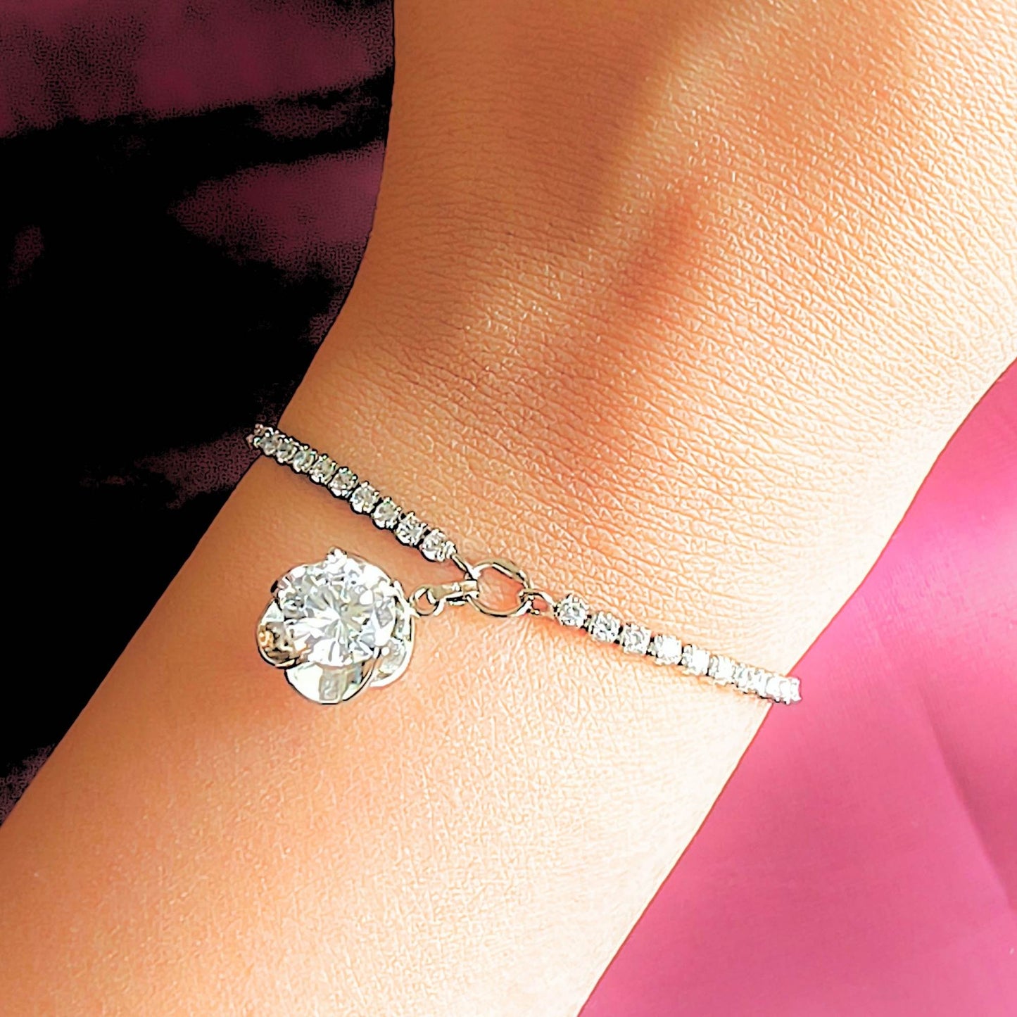 Grace in Bloom Diamond Charming Bracelet – Silver