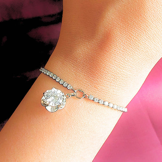 Grace in Bloom Diamond Charming Bracelet – Silver