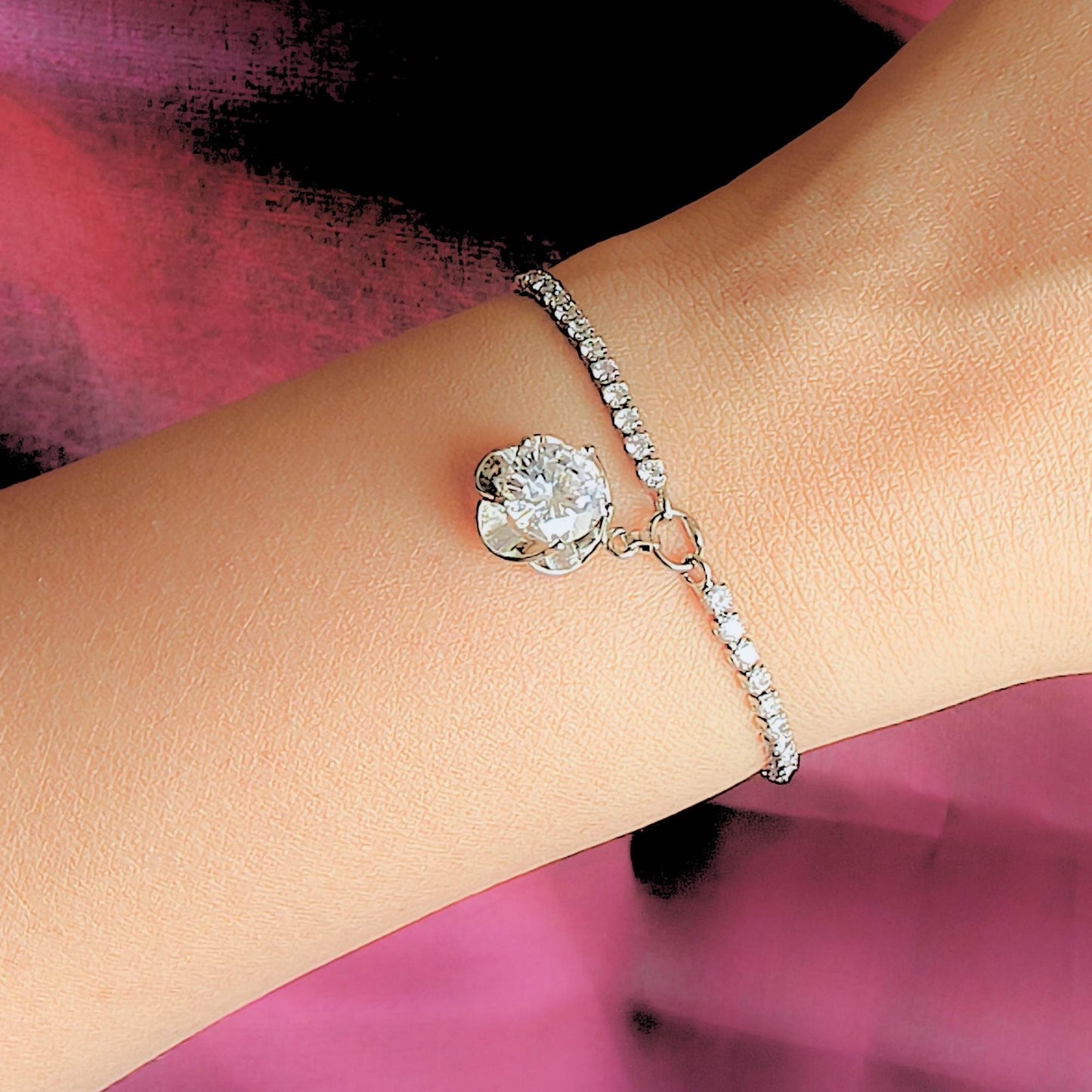 Grace in Bloom Diamond Charming Bracelet – Silver