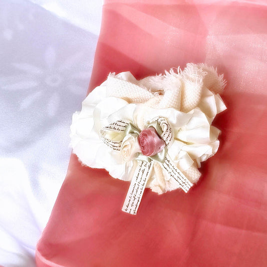 Premium Soft Bloom Furry Satin Scrunchie - Light Yellow.