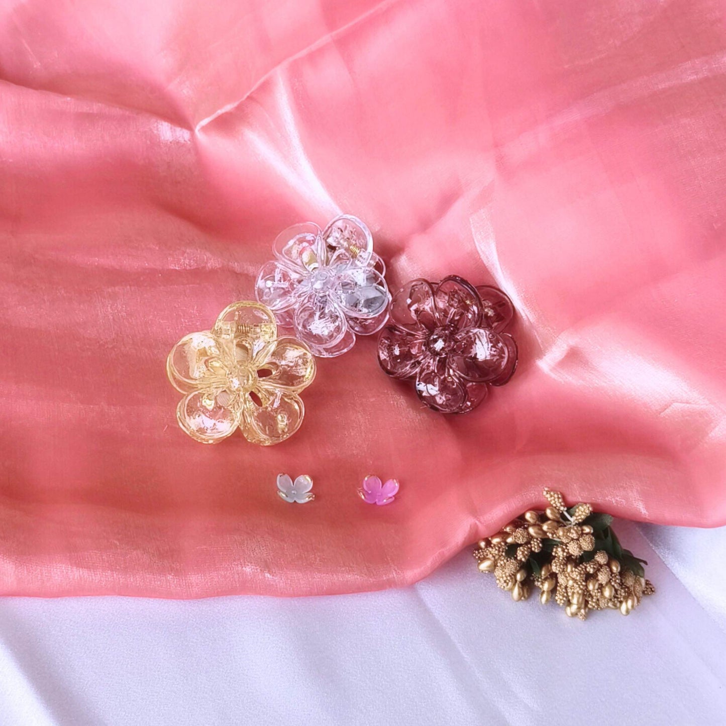 Blooming Combo of 3- Transparent Claw Clip