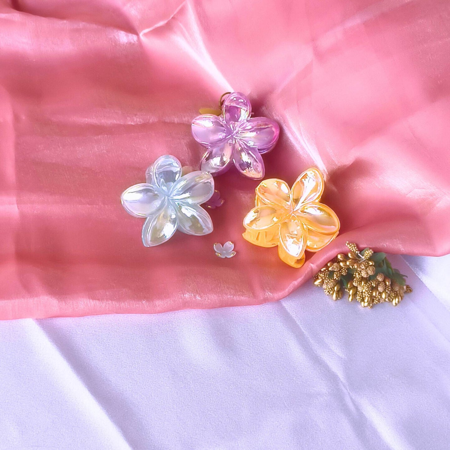 Blooming Combo of 3-Flower Claw Clips
