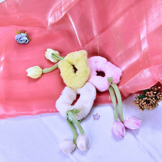 Blooming Furry Scrunchy Combo