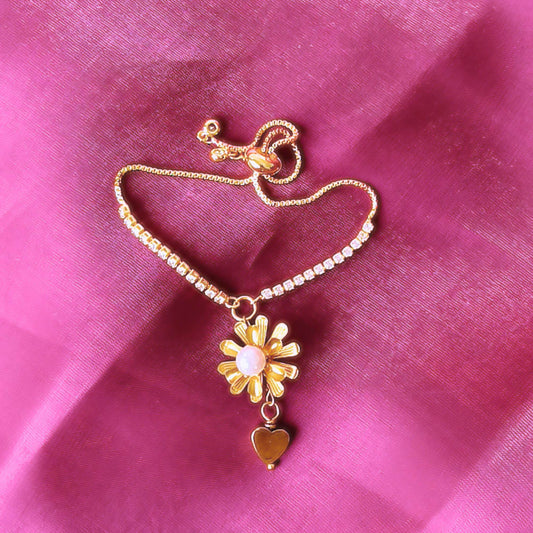 Spinning Layers Blooming Heart Bracelet II – Golden