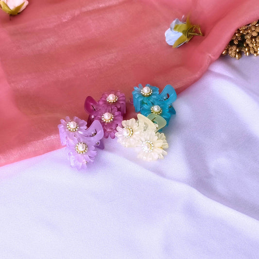 Blooming Combo of 4-Flower small Claw Clips