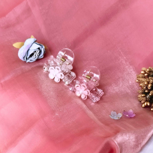 Blooming claw clip with crystal Transparent.