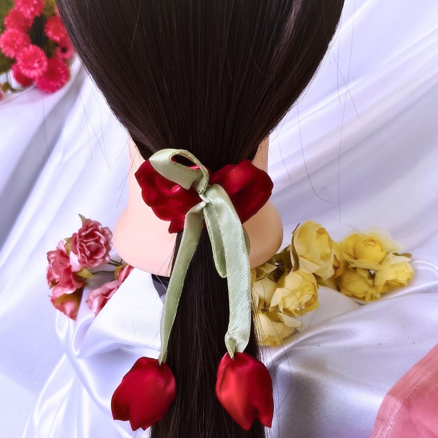 Blooming Tulip Organza Scrunchy Combo.