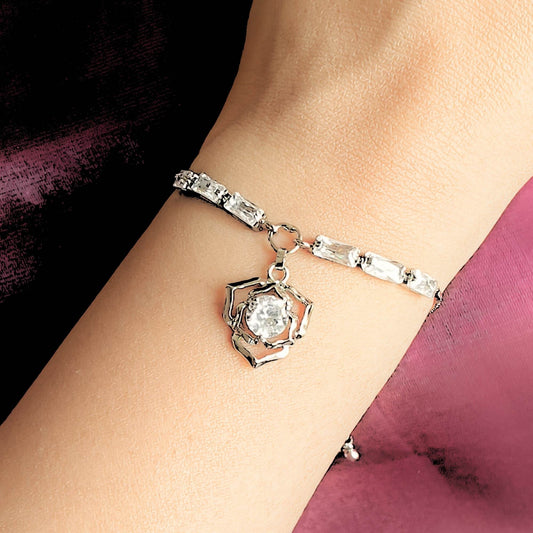 Blooming Petals Diamond Charming Bracelet – Silver