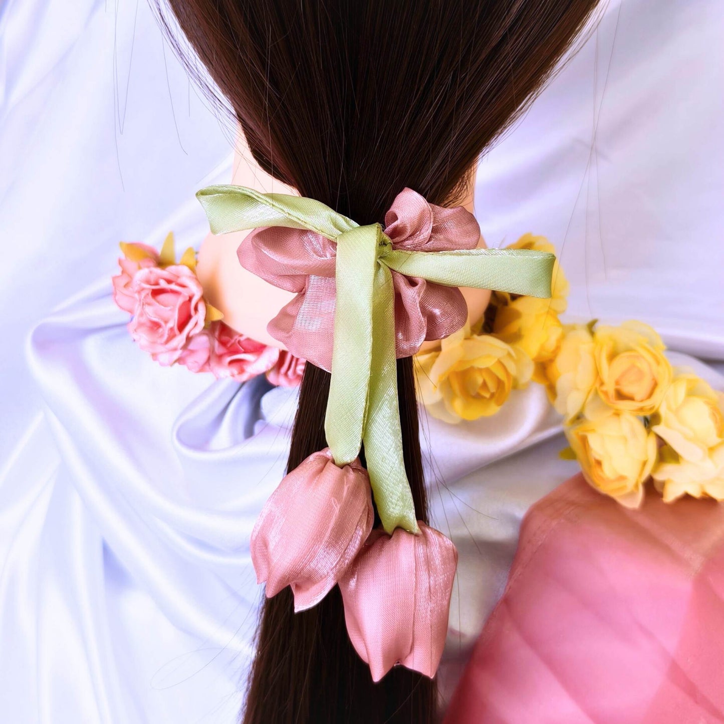 Blooming Tulip Organza Scrunchy Combo.