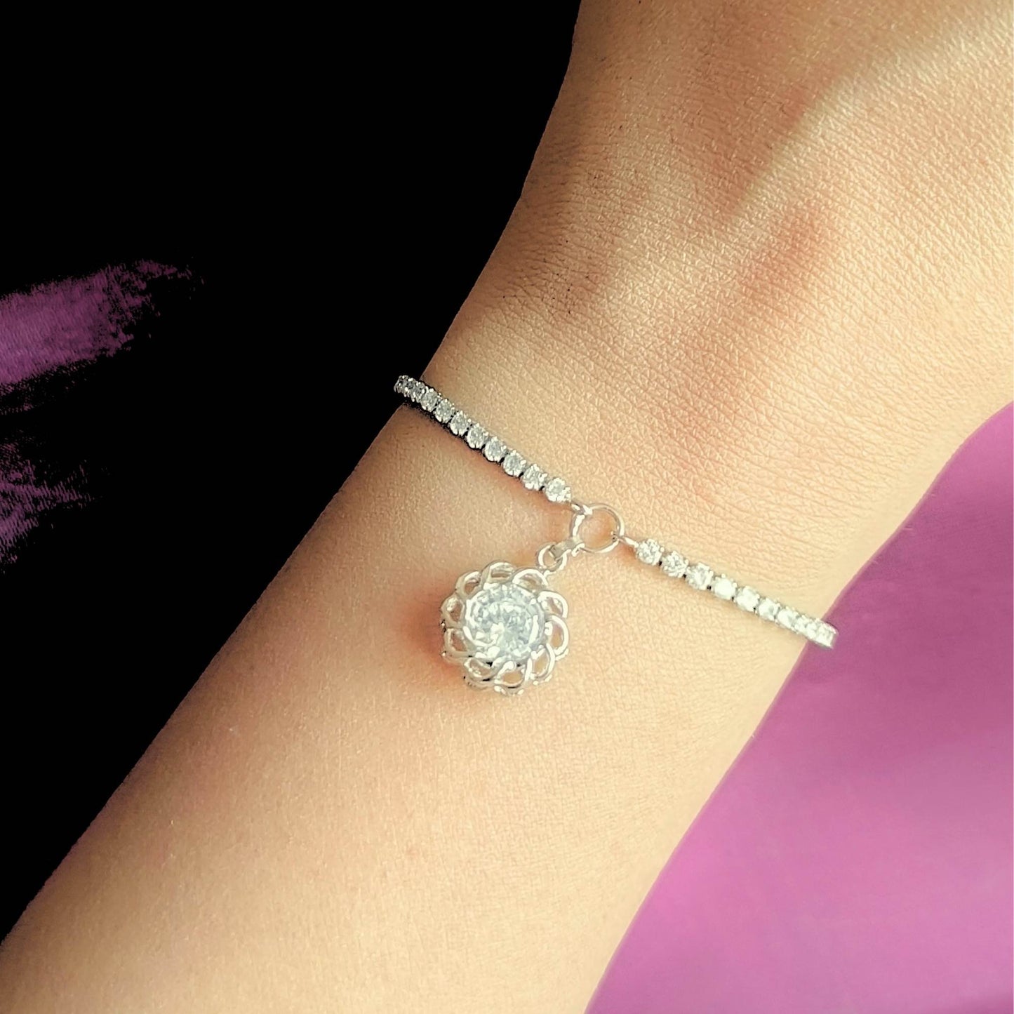 Blooming Shine Diamond Charming Bracelet – Silver