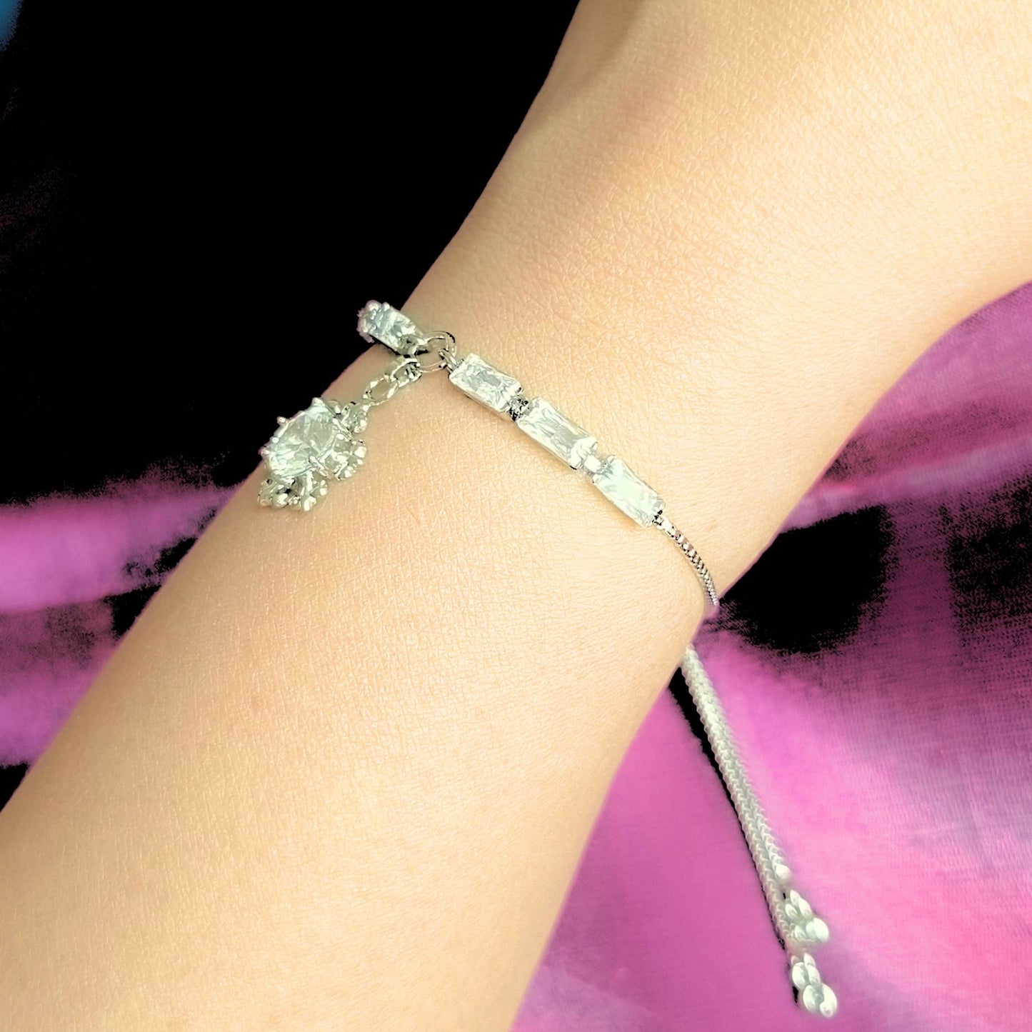 Blooming Star Diamond Charming Bracelet – Silver