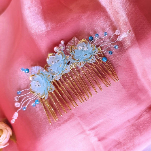 Blooming Hair Brooch- Sky blue -Limited Bloom