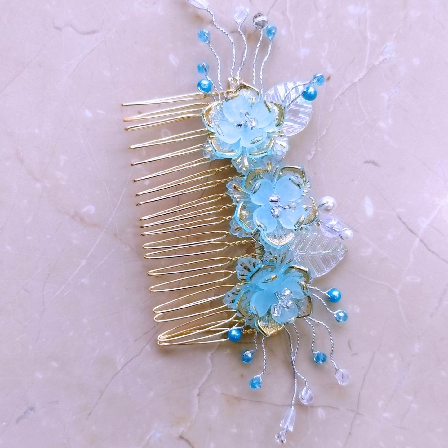 Blooming Hair Brooch- Sky blue -Limited Bloom