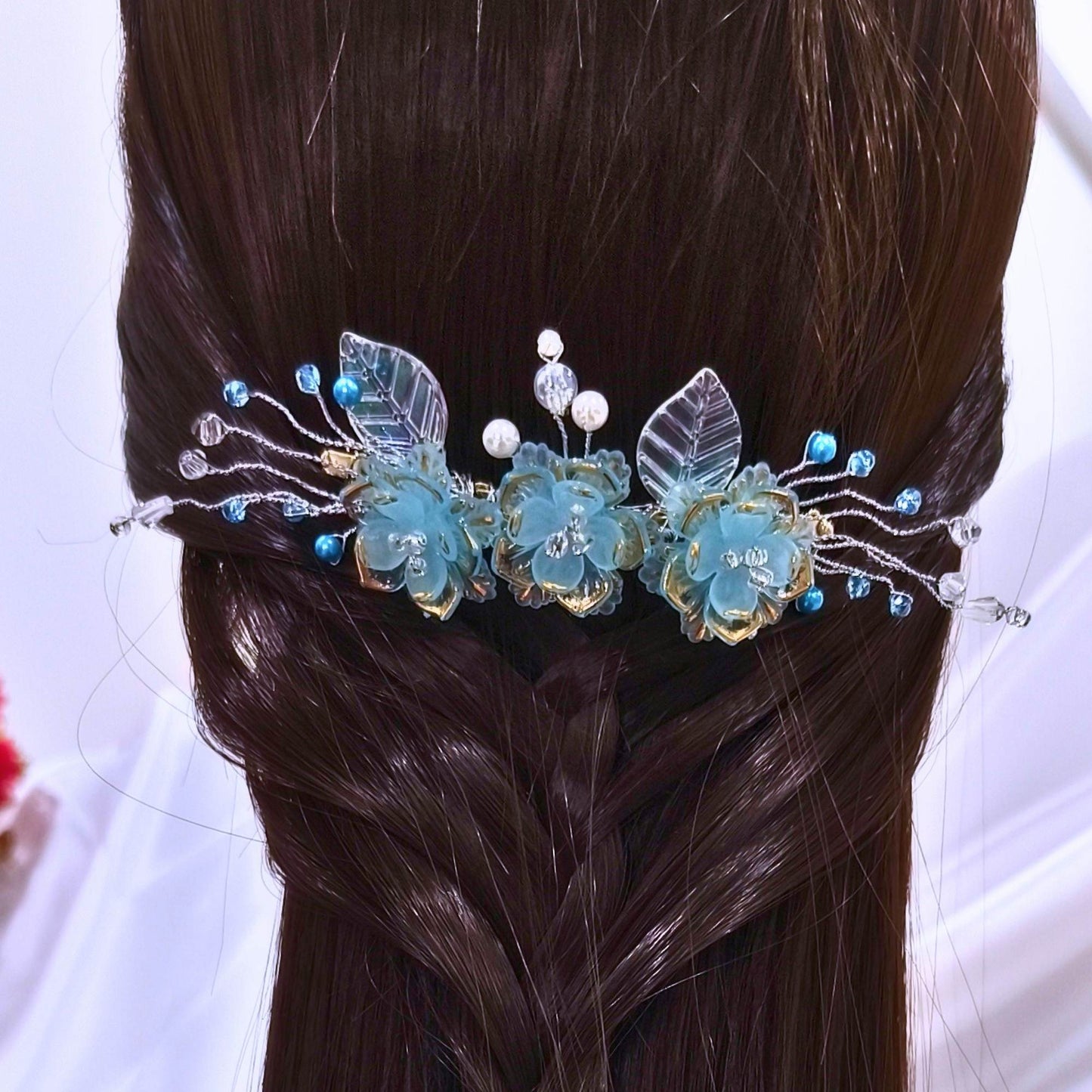 Blooming Hair Brooch- Sky blue -Limited Bloom