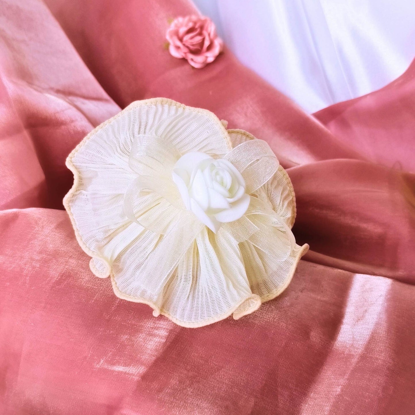 Blooming Crush scrunchies with Spongy flower- Light Yellow.