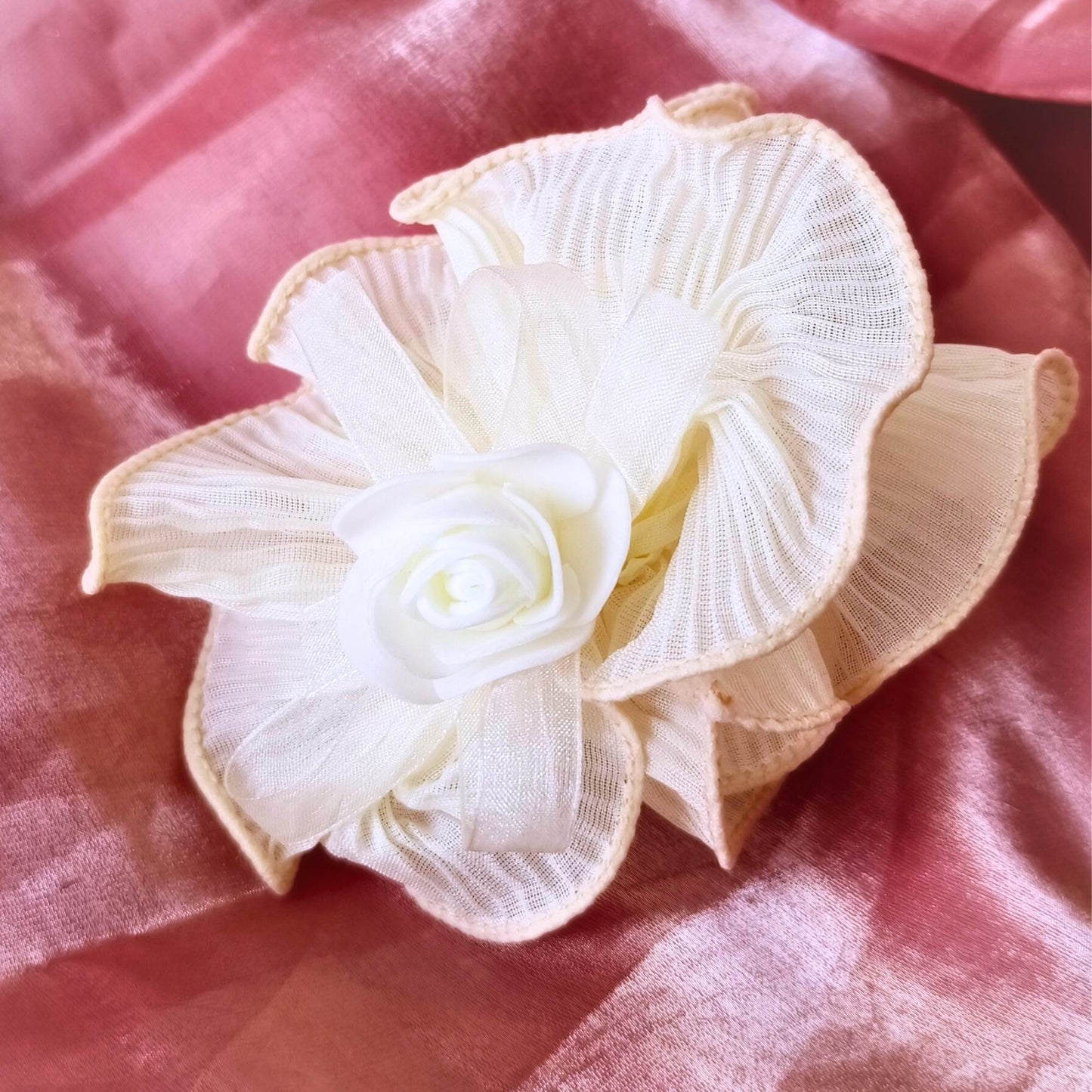 Blooming Crush scrunchies with Spongy flower- Light Yellow.