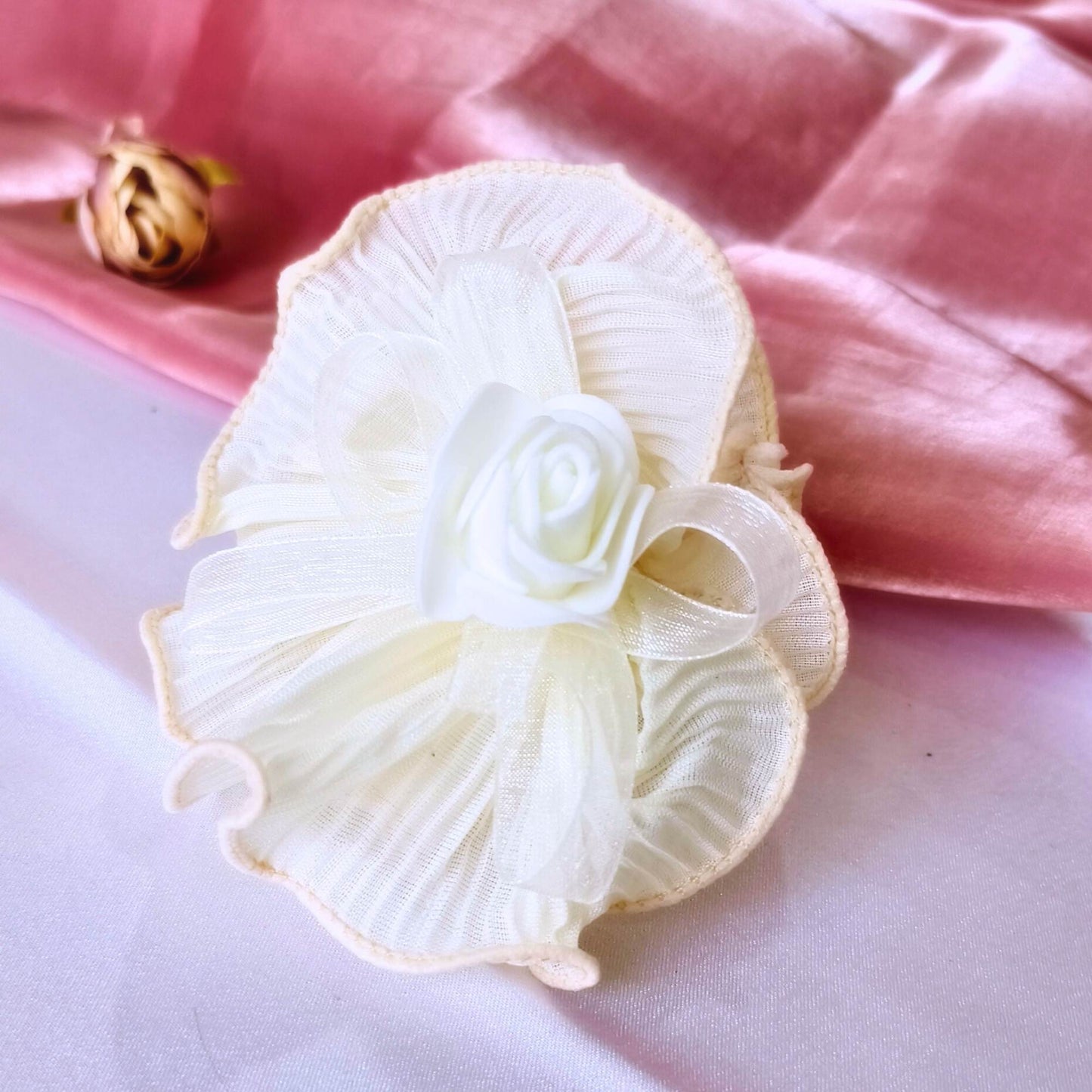 Blooming Crush scrunchies with Spongy flower- Light Yellow.