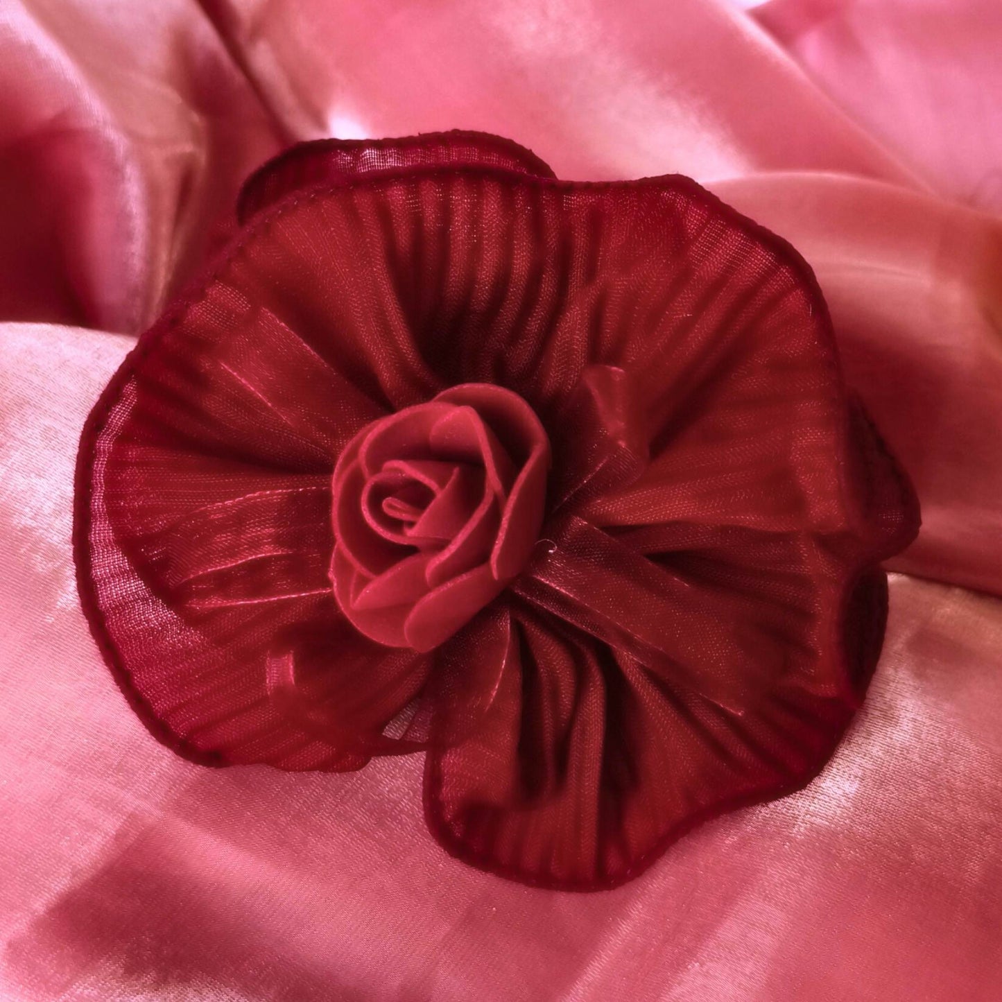 Blooming Crush scrunchies with Spongy flower - Maroon