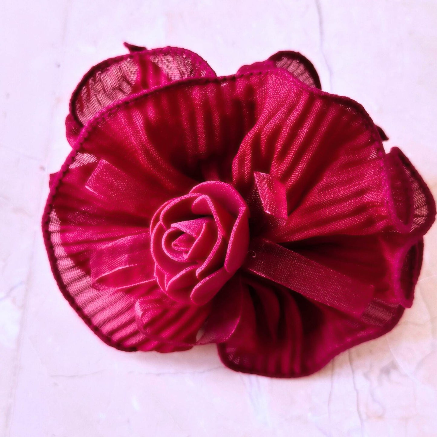 Blooming Crush scrunchies with Spongy flower - Maroon