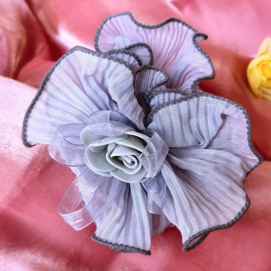 Blooming Crush scrunchies with Spongy flower - Gray