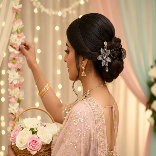 Blooming Cristal- fabric Flower clow clip